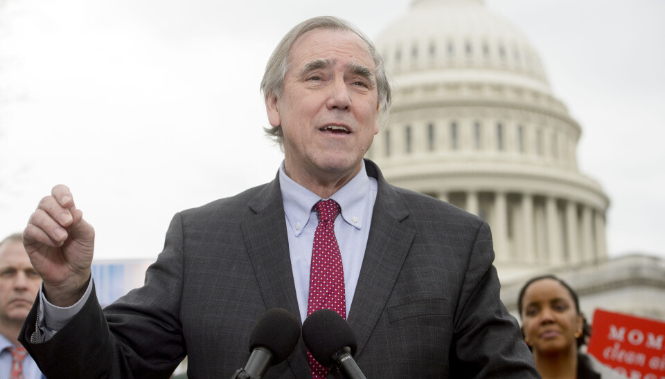 Sen. Jeff Merkley, D-Ore., speaks at a press conference regarding Environmental Protection Agency Administrator Lee Zeldin's alleged attempts to strike down endangerment findings that greenhouse gases are harmful to public health and welfare, at the Capitol, Thursday, Feb. 27, 2025, in Washington. (AP Photo/Rod Lamkey, Jr.)