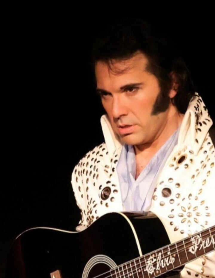 ELVIS TRIBUTE ARTIST: Lamar Peters channels Elvis Presley for the 'Elvis Meets Sinatra' concert fundraiser.