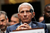 Anthony Fauci sits at a Senate hearing on Capitol Hill in Washington, D.C., during questions over his testimony.