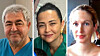 Three portrait photographs showing two women and one man in a side-by-side collage.